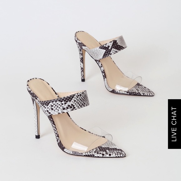 Anne Michelle Shoes - NEW Snake Skin + Clear Heels